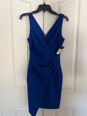 Guess Royal Blue V-Neck Sleeveless Mini Cocktail Dress